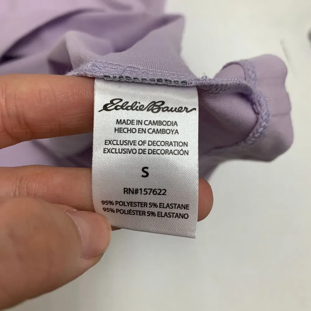 Eddie Bauer Sleepwear V Neck Tee Womens S Small Lavender Short Sleeve Stretch